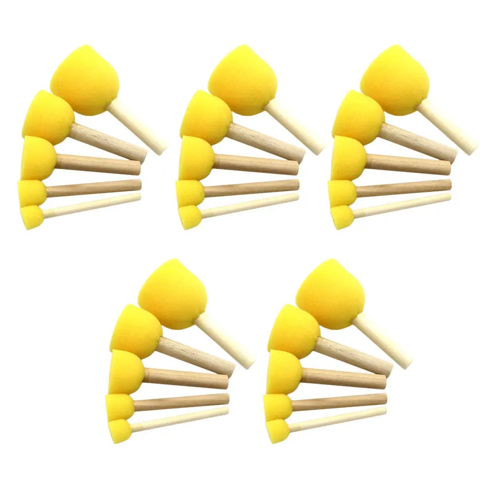 5Sets Painting Sponge Stamps Kids DIY Craft Tools Educational Sponge Brushes Preschool Kindergarten Beginners Art Supplies