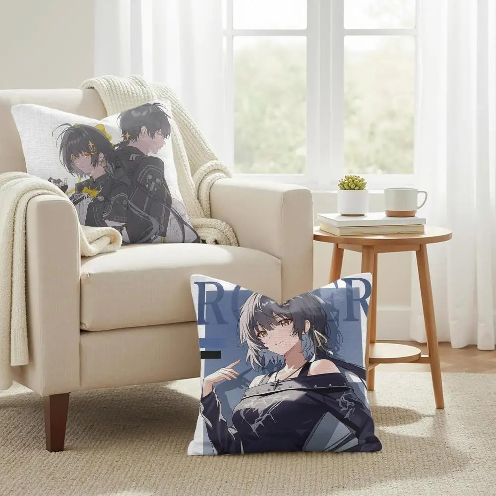Rover Wuthering Waves Cushion Cover Summer Coolness Linen Organic Fabric Sofa Pillow Case Double-Sided Printing Home Decor