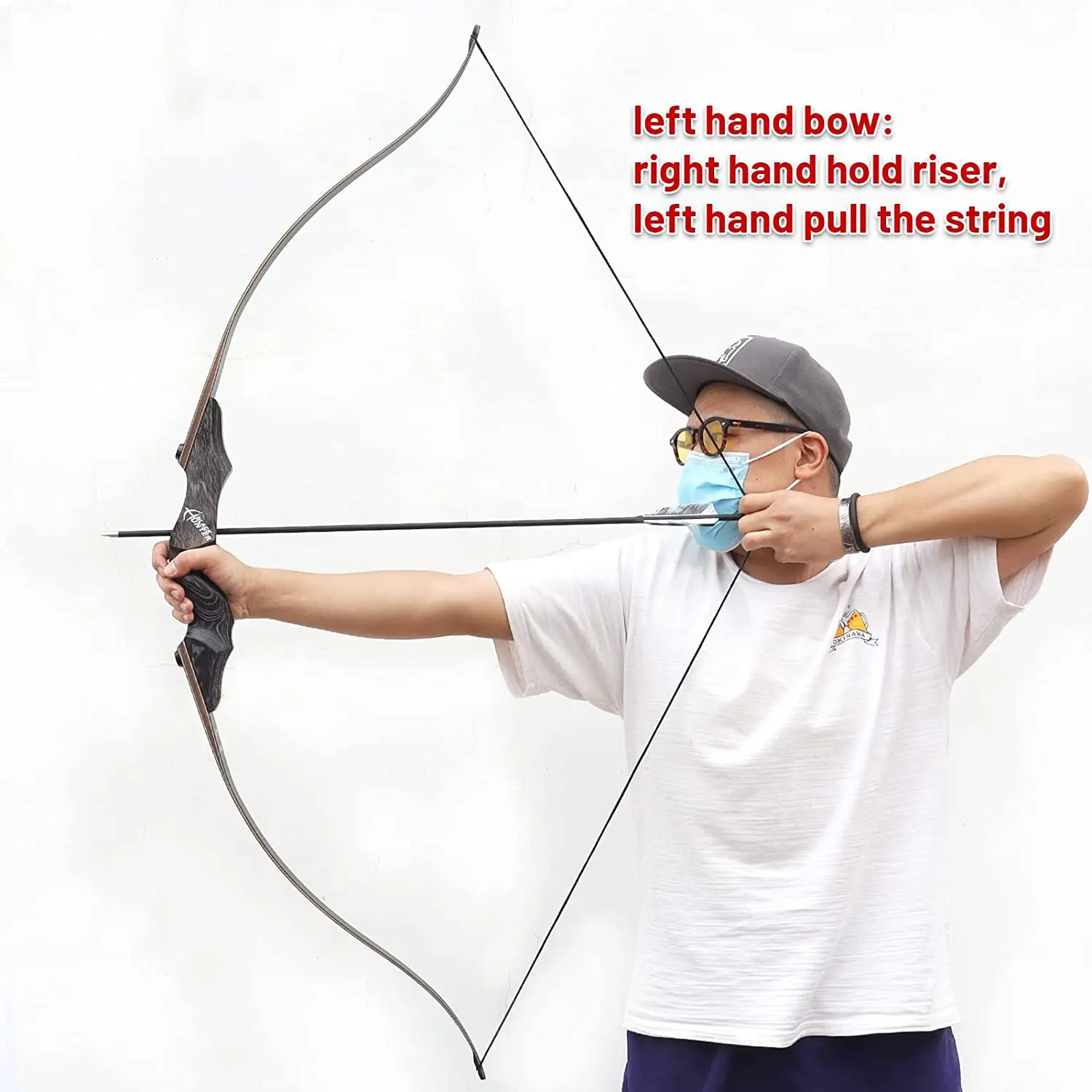 Black Hunter Bow 60 Inch Left Hand Recurve Bow 25-65lbs Archery Set Adult Takedown Recurve Bow for Hunting Target Shooting Arche