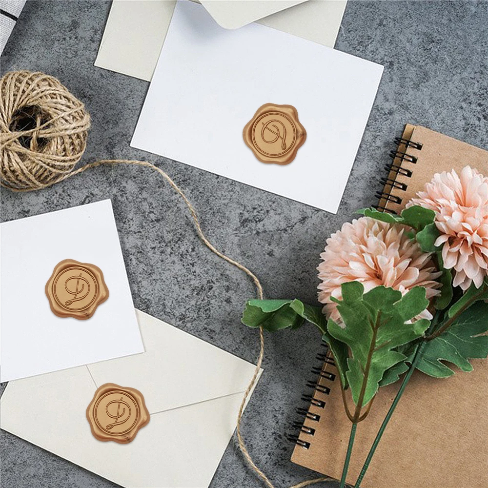 25pcs Alphabet Wax Label Stickers Bronze Self-Adhesive Wax Seal Stickers for Decorating Envelopes Wedding Cards and Gifts