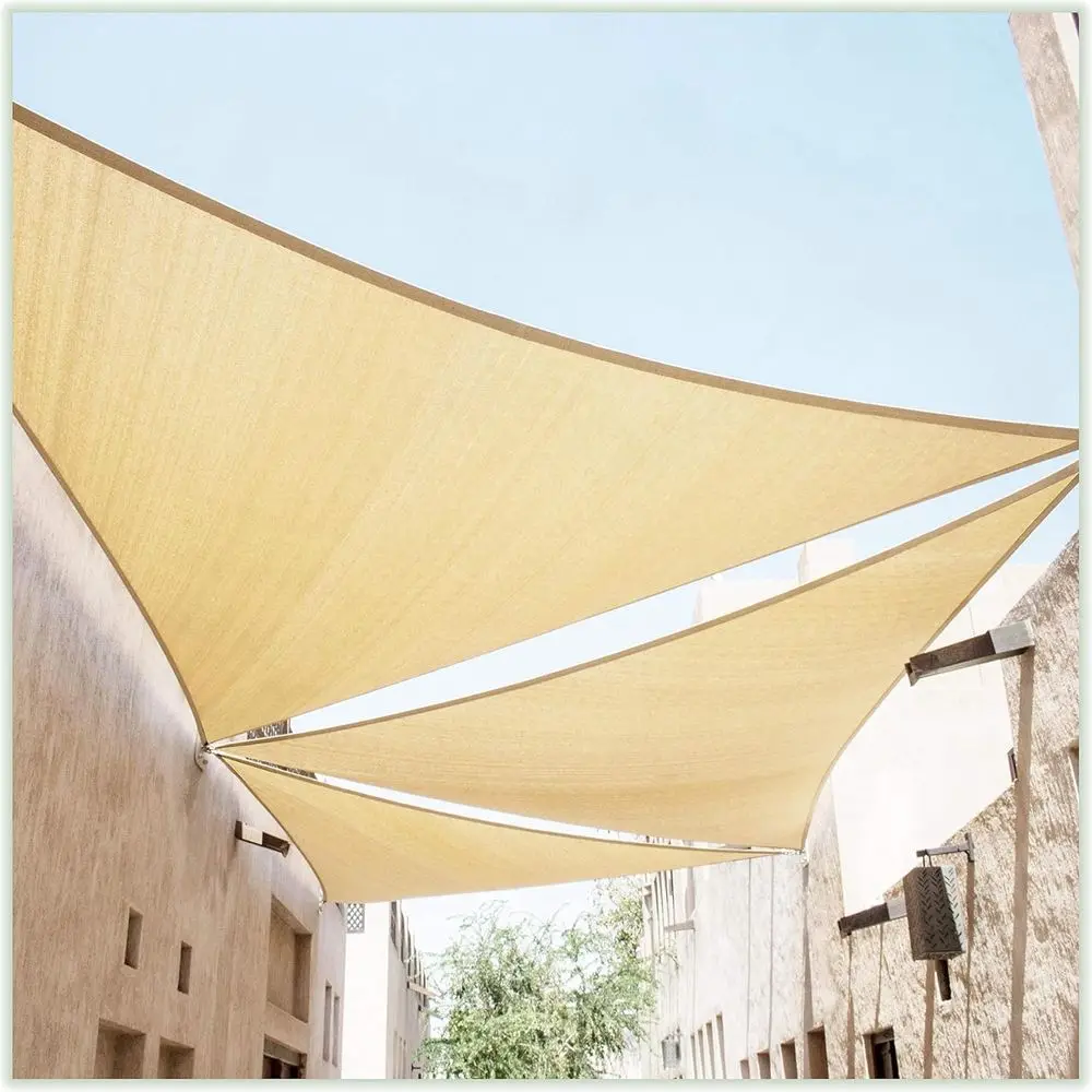 

Custom 11' x 11' x 15.6' Beige UV Block 50+ Sun Shade Sail Mesh Fabric - Heavy Duty 190 GSM for 3 Years
