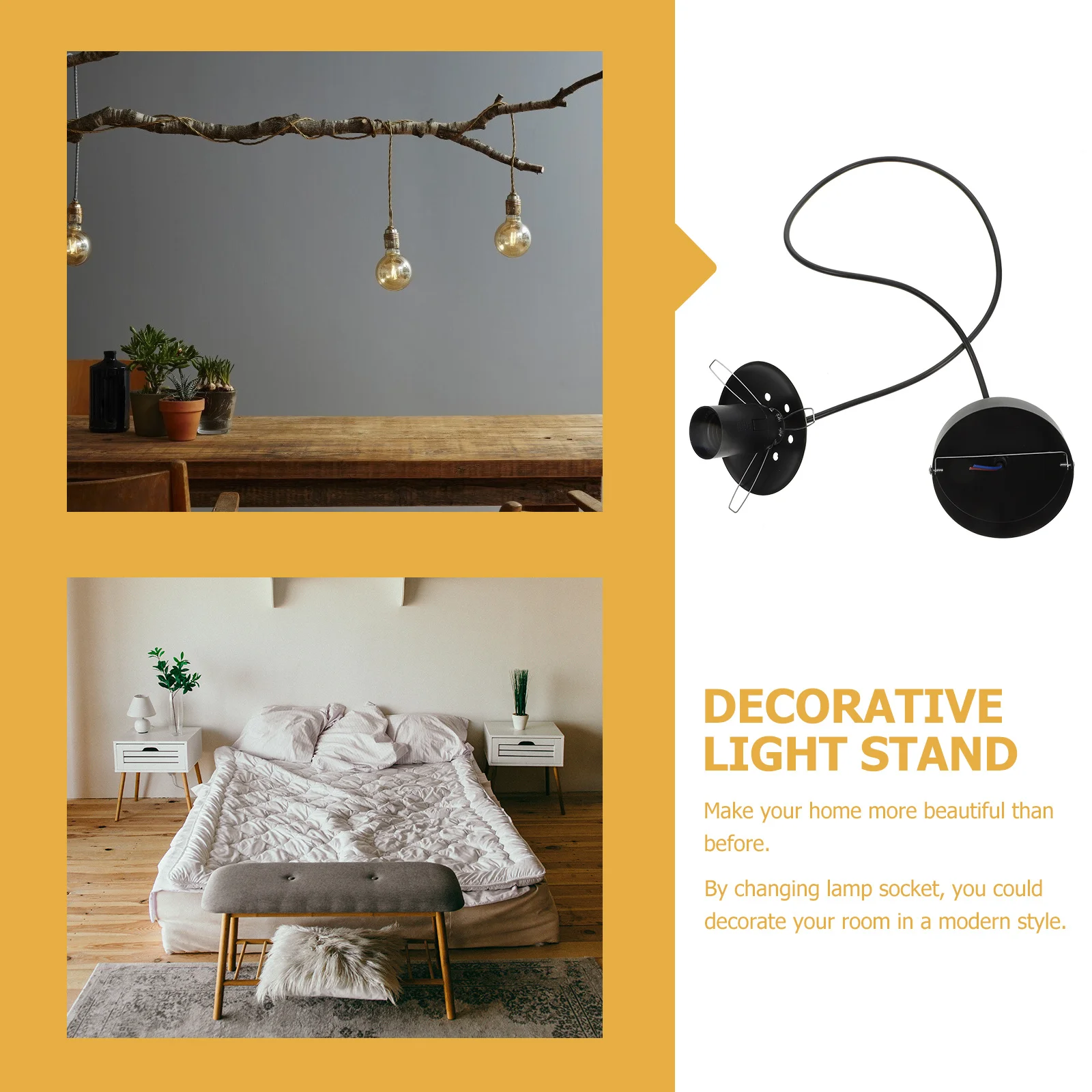 

1Pcs E27 Lamp Holder PVC Light Socket Hanging Light Holder Decorative Pendant Ceiling Lighting Accessory Easy Installation