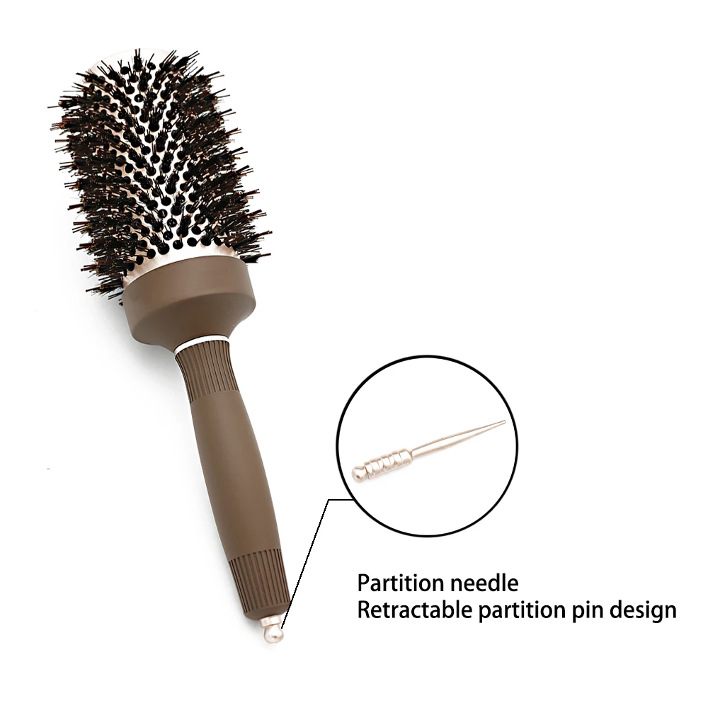 New Nano Technology Ionic Ceramic Hair Aluminum Brush Boar Bristle Hair Curly Comb Round Brushes For Hairdressing Salon