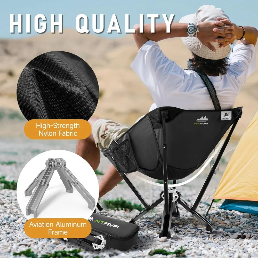 كرسي قابل للطي خفيف الوزن ومتين للغاية بسعة 600 رطل للبالغين، مدمج ومحمول للمغامرات الخارجية #6