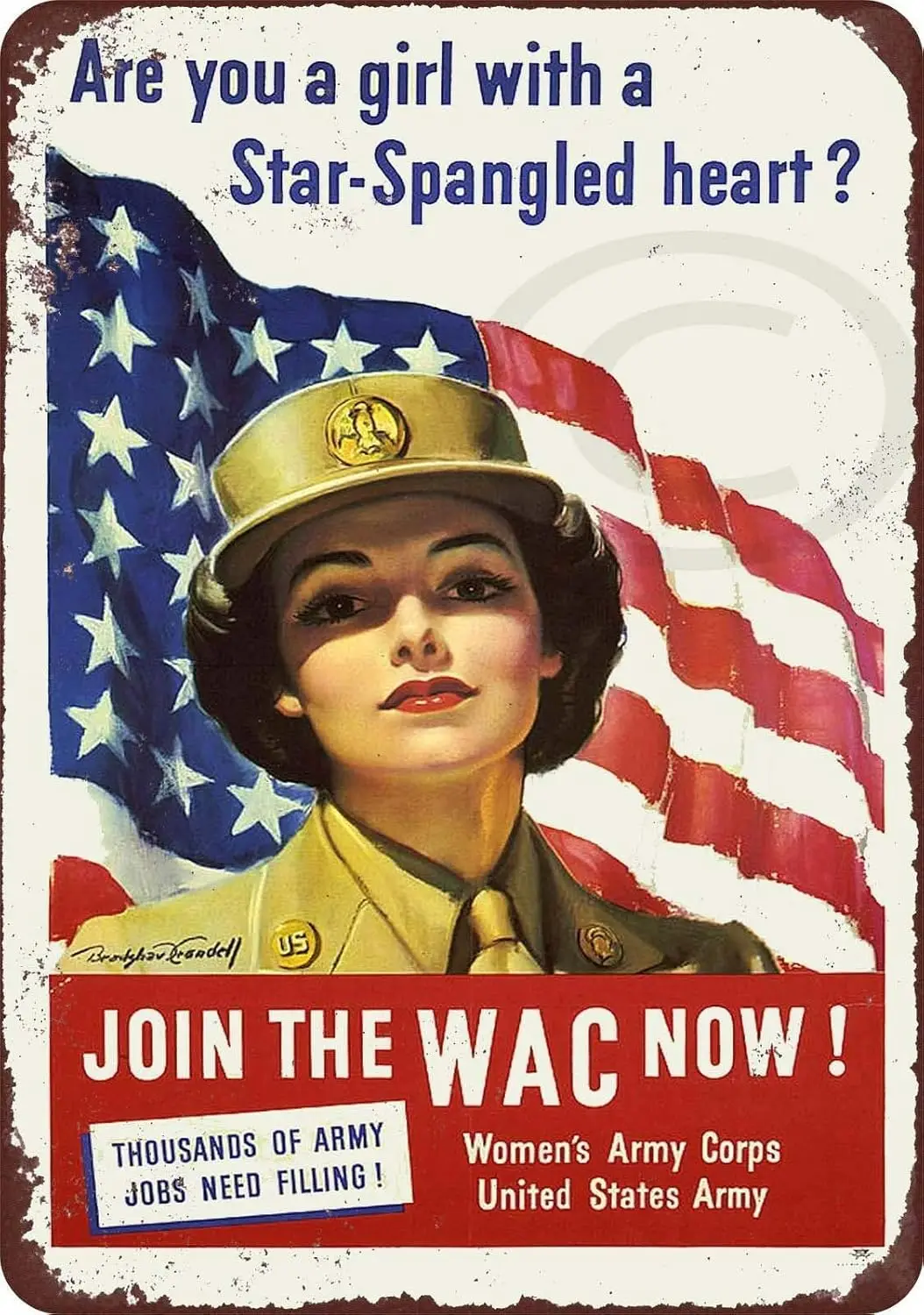 Vintage Metal Tin Sign Womens Army Corps United States Beauty Girl for Home Bar Pub Kitchen Garage Restaurant Wall Deocr Plaque