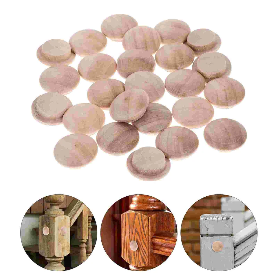 Jojofuny 100-Pack Wooden Staircase Hole Plugs – 20mm Round Screw Covers, Reusable Cabinet Button Caps For Furniture & Stairs