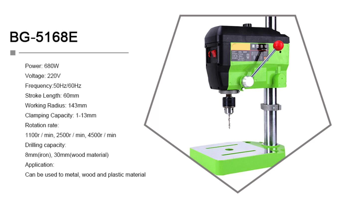 Imagem -03 - Velocidade Variável Bench Drill Press Máquina de Perfuração Mandril de Perfuração 113 mm Ferramentas Elétricas de Metal de Madeira Faça Você Mesmo 680w Alta