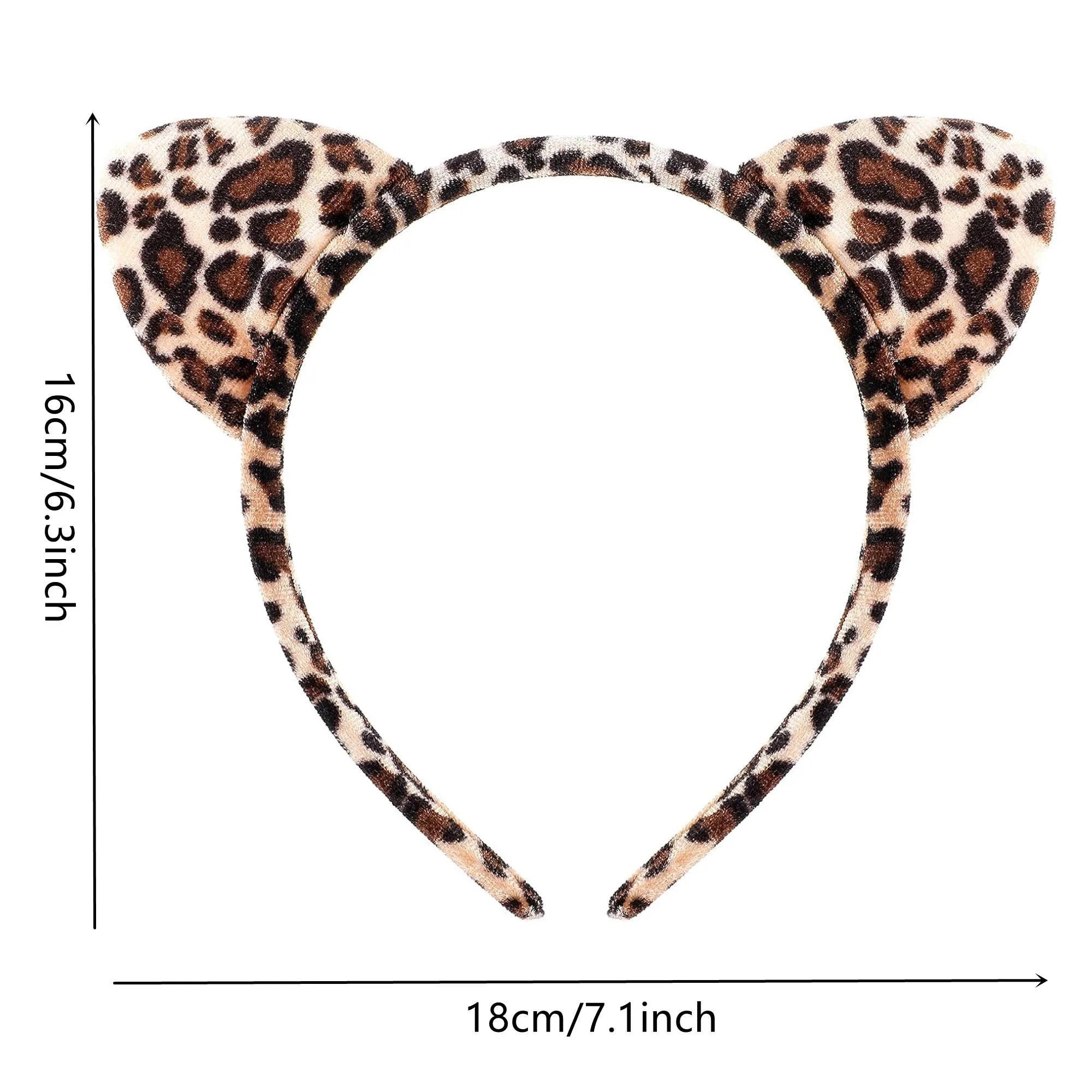 12 قطعة عقال ليوبارد مع آذان القط تأثيري أرانب الحفلات هيرباند المخملية النسيج العصابة هدايا بالجملة للأصدقاء العائلة #4
