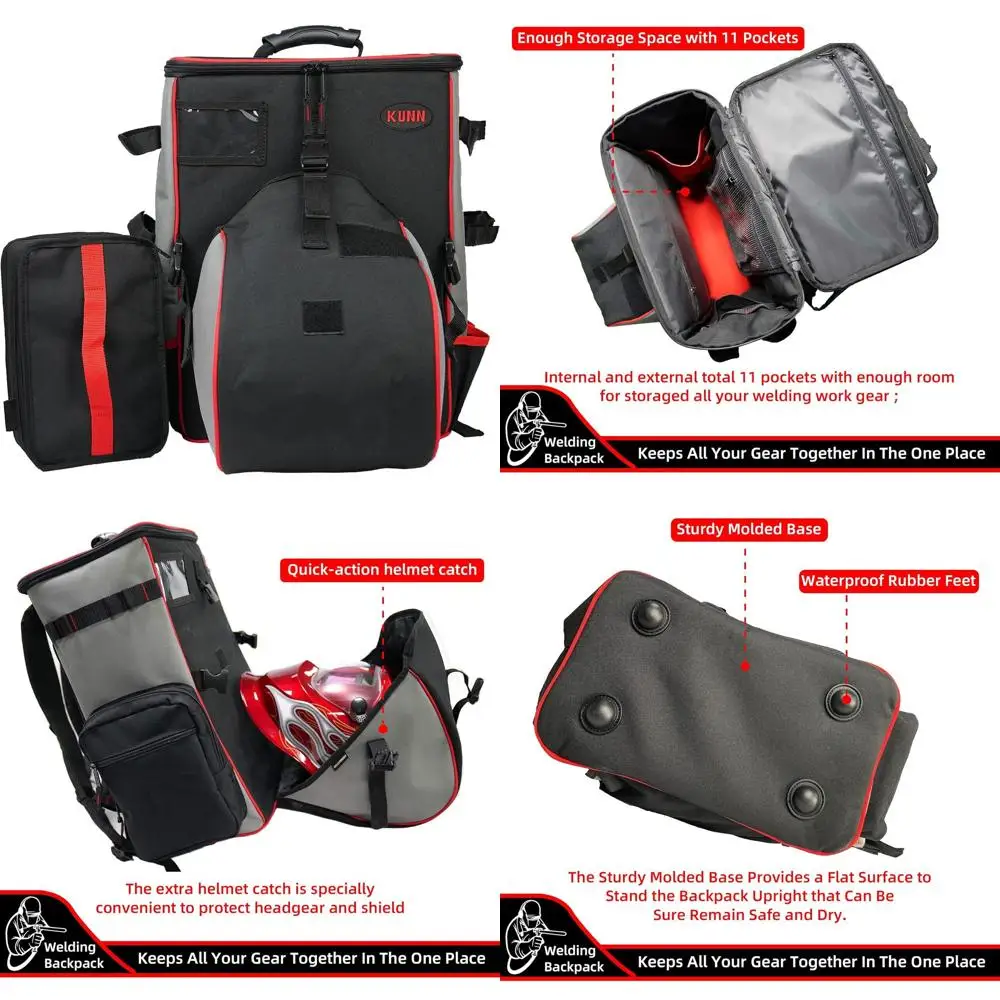 

Durable Large Welder Backpack with Helmet Holder - Pro Technician Tool Bag