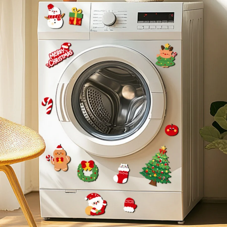 12 Stück/Set Weihnachts-Kühlschrankmagnete Niedlicher Weihnachtsmann Weihnachtsbaum Schneemann Lebkuchenmann Kühlschrankaufkleber Heim-Küchen-Deko Geschenk – Detail 3