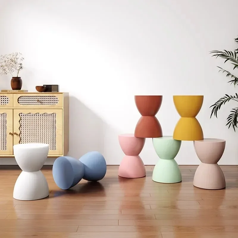 Home Living Room Fashionable Shoe Changing Stool Furnishings Round Low Stool Thickened Children's Creative Plastic Stool
