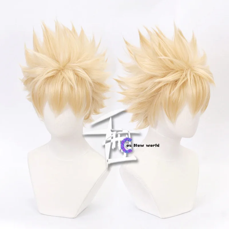 Anime My Hero Academia Baku No Hero Bakugou Katsuki Bakugo Wigs Short Linen Blonde Heat Resistant Cosplay Costume Wig Cap MS4631