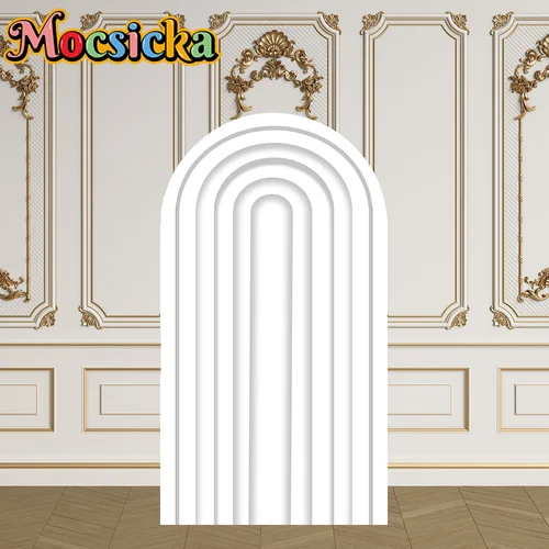 Imagen 2 del producto Mocsicka cubierta de arco de 2 caras Color sólido estilo 3D decoración telón de fondo Baby Shower arco pared bebé niños 1er cumpleaños fiesta graduación