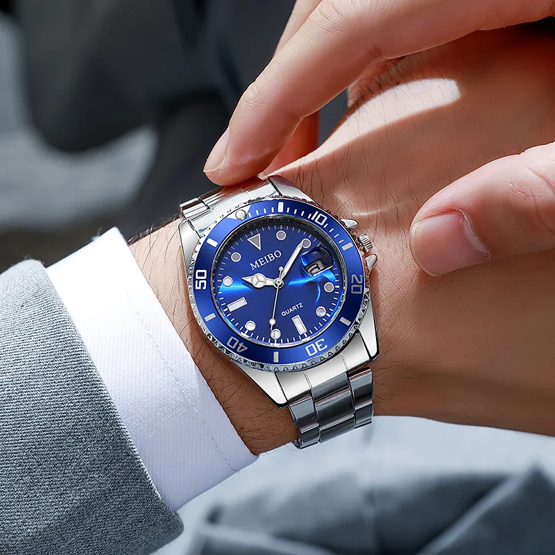 Fashion Men Business Watches Luxury Large Dial Calendar Watch Men's Quartz Wristwatch Reloj Hombre