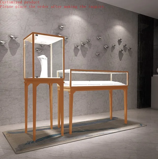 

Custom.Custom Glass Display Cabinet Jewelry Store Showcase Showroom Display Case Cabinet Jewelry Standard Showcase with Led Ligh