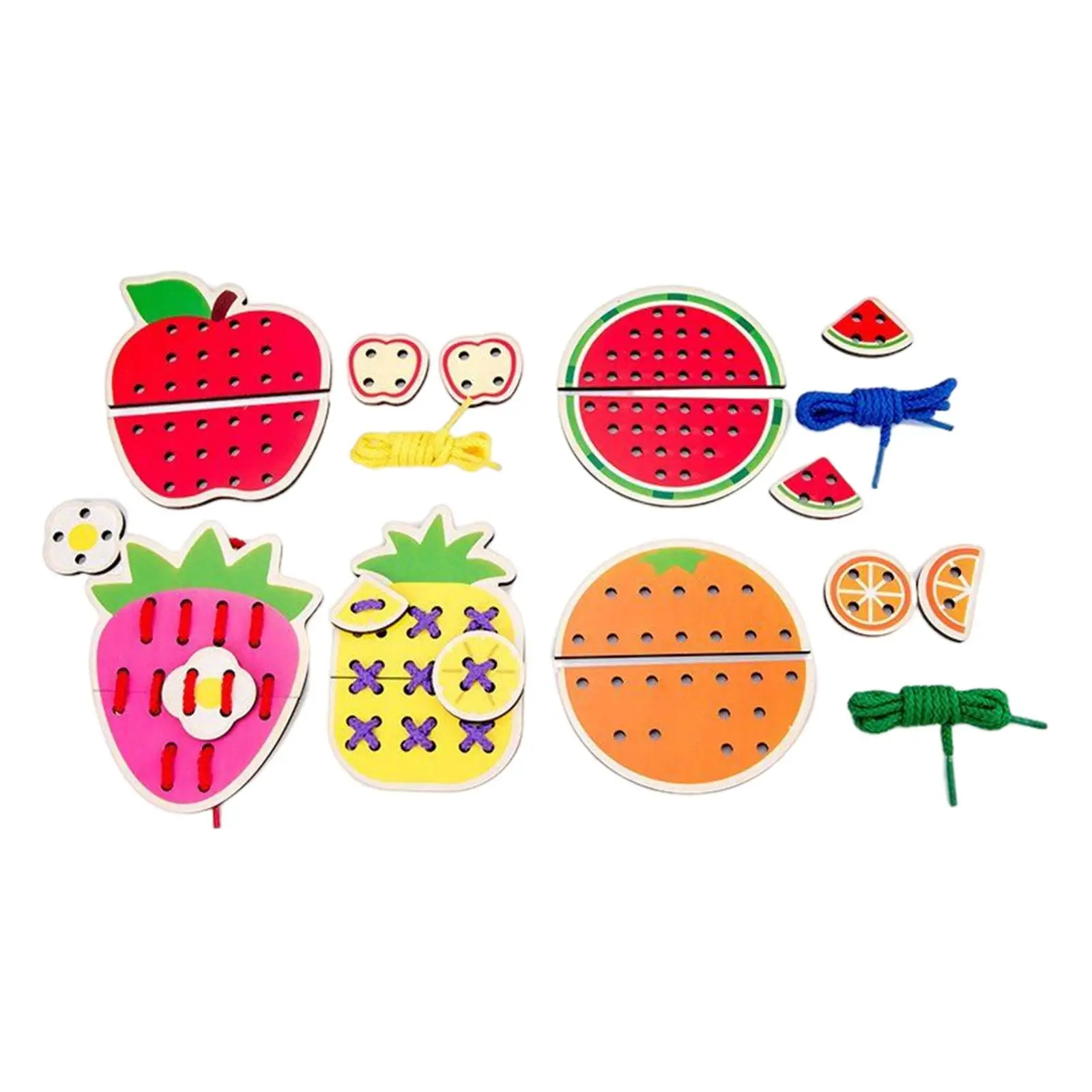 Wooden Lace Block Puzzle Early Learning Fine Motor Skills Developmental Toys Wooden Lacing Aircraft Threading Toys Kids
