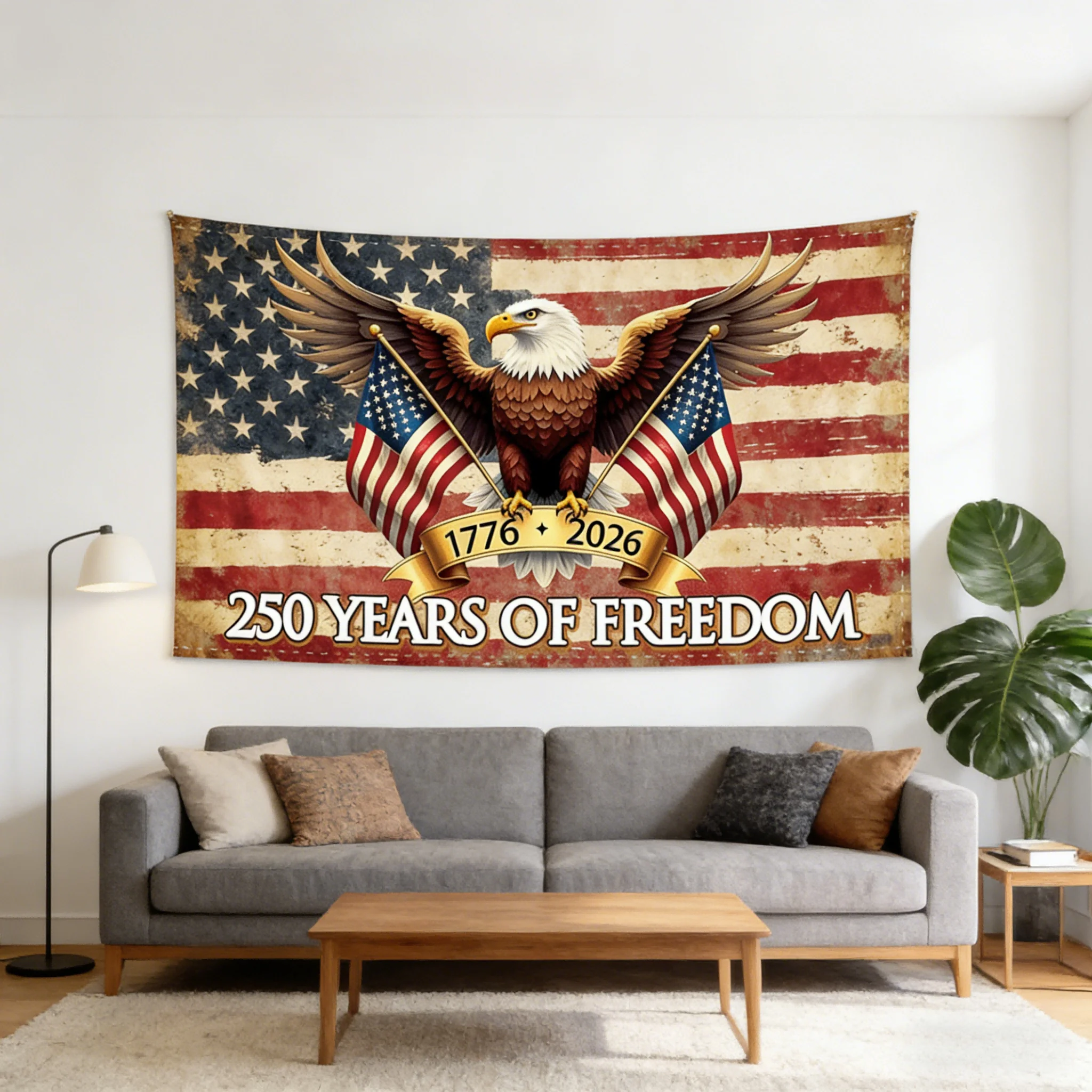 1pc American 250th Anniversary 2D Flat Banner, No Power Needed, Dorm Bedroom Commemorative Wall Decor