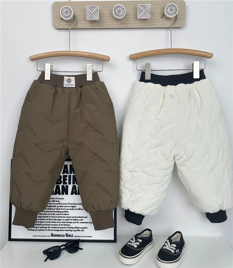 

-30℃ Winter Boys Thick Pants Kids Padded Warm Cotton Trousers Children Outdoor Wear Long Pants Teen Snow Bootcut Trousers