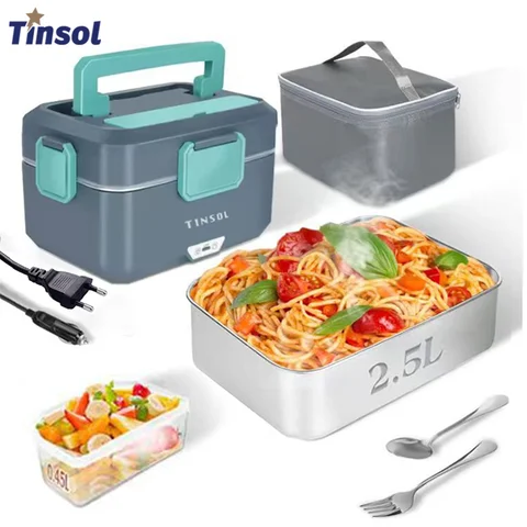 กล่องอุ่นอาหารไฟฟ้า TINSOL รุ่นใหม่ ขนาด 3.5 ลิตร ไม่ต้องเติมน้ำ กล่องอุ่นอาหารแบบเติมได้ ใช้ในรถยนต์ ที่ทำงาน กำลังไฟ 90 วัตต์ อุ่นอาหารได้รวดเร็ว