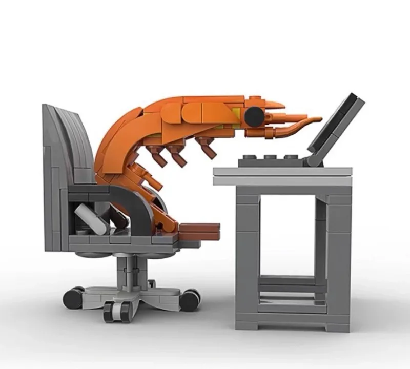 تماثيل نموذج الروبيان من MOC، مجموعة ألغاز، خلط عشوائيًا للأولاد والبنات، مظلات إبداعية لمشاهير الإنترنت #1