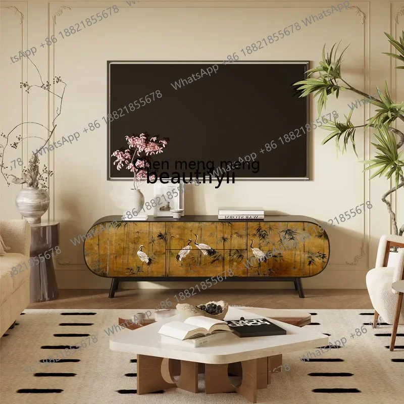 X 0R 중세풍 원목 TV 캐비닛 프랑스식 현관 장식장 침실 수납장 R