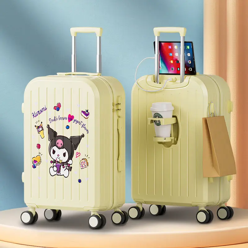 Sanrios Suitcase Kawaii Kuromi Cinnamoroll Girls Multifunctional Trolley Rolling Fashion Travel Luggage Password Box 20 24 Inch