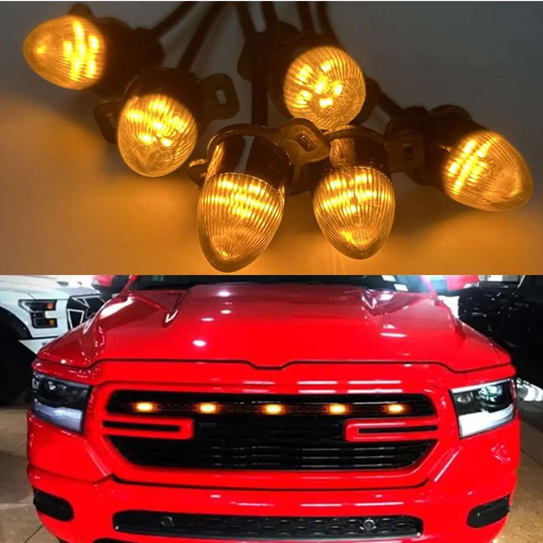 

4/6Pcs Front Grille Bumper Grill Hood Amber LED Lights For Dodge RAM 1500 2500 3500 Car Exterior Decorative Lights