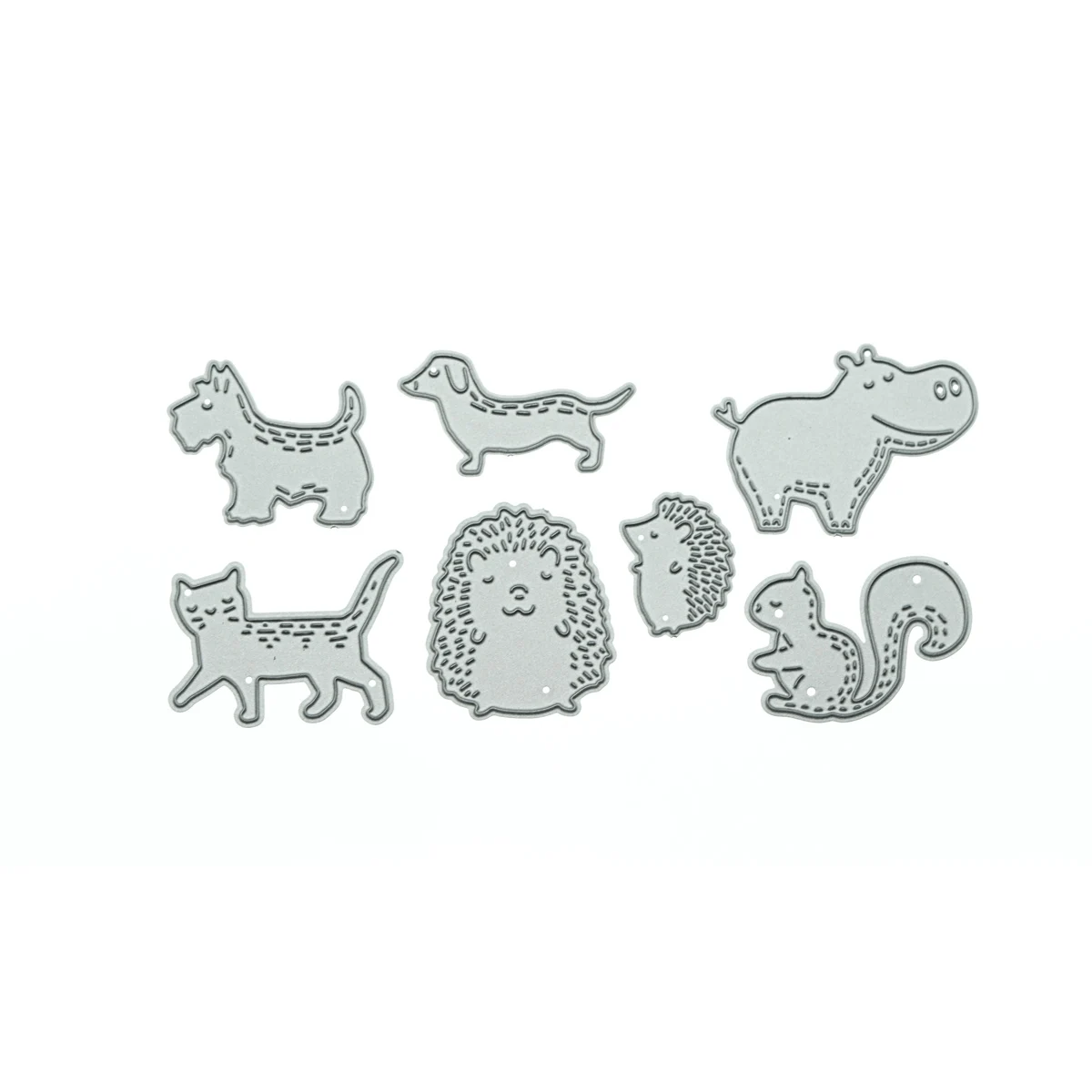 Cartoon Hond Eekhoorn Kat Egel Hippo Metalen Stansmessen Scrapbooking Diy Clip Art Wenskaart Decorating Sterven Cutter Stencil