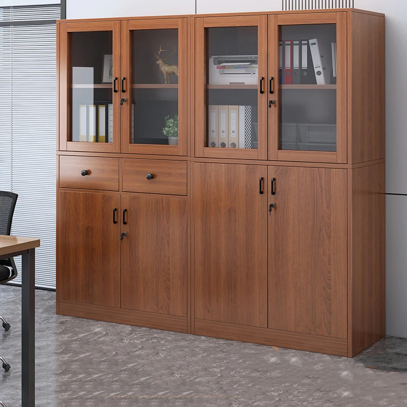 

Modern Metal Bookshelf Cupboard Storage Steel Office Furniture File Cabinet Combination With Glass Doors