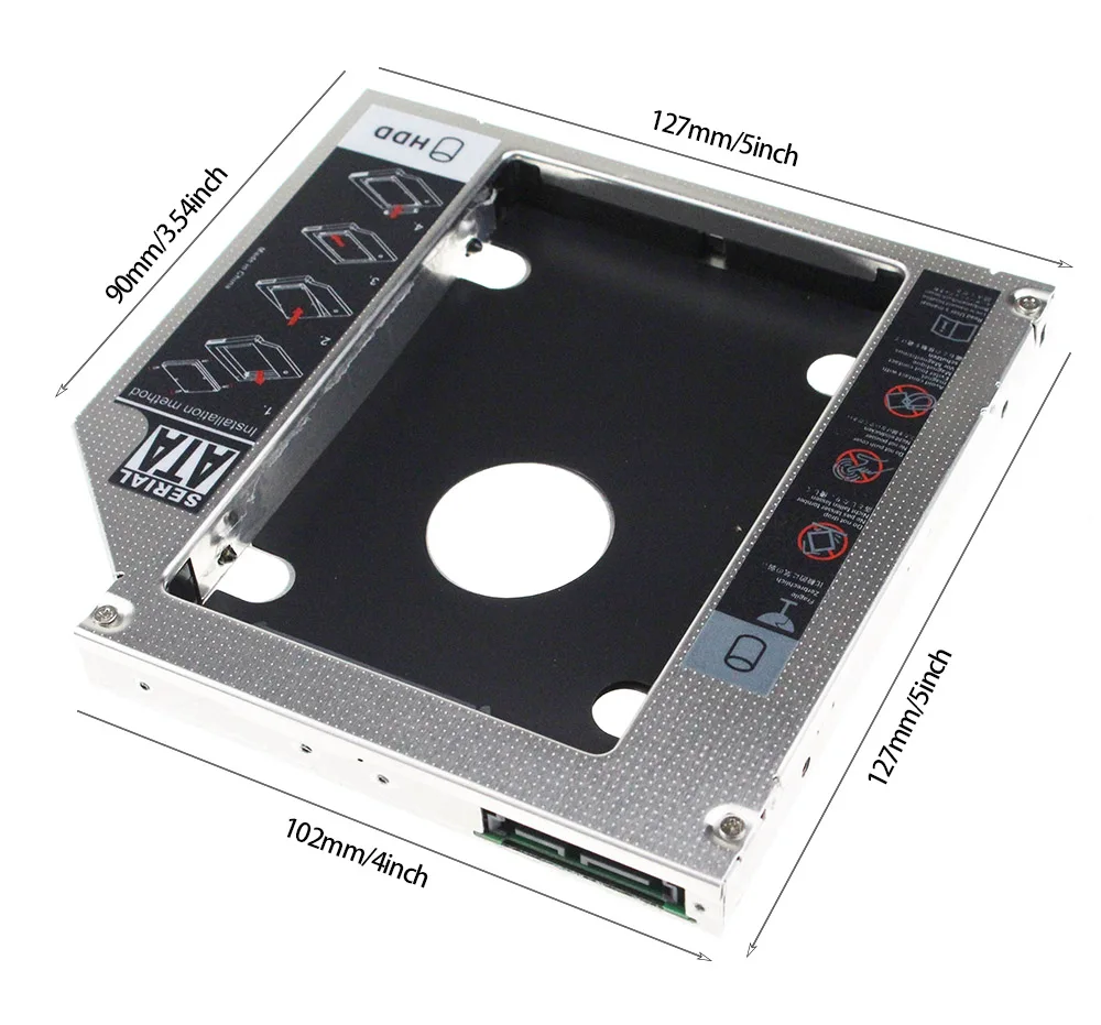 노트북 ODD DVD/CD-ROM Optibay용 SSD HDD 케이스, 알루미늄 금속 소재, SATA에서 SATA에서 SATA 2.5 인치, 12.7mm, 신제품
