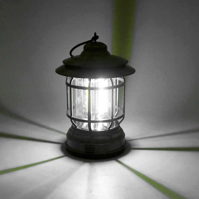 Retro Mini LED Camping Lantern Warm White USB Recharge Travel Tent Lamp Vintage Outdoor Lighting Portable Fishing Lamp