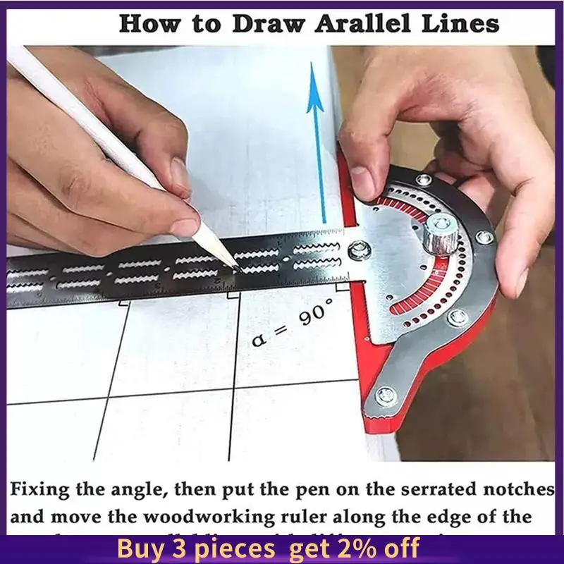 

COME Woodworkers Edge Rule High Precision Protractors Angles Measure Tool Carpenter Tools