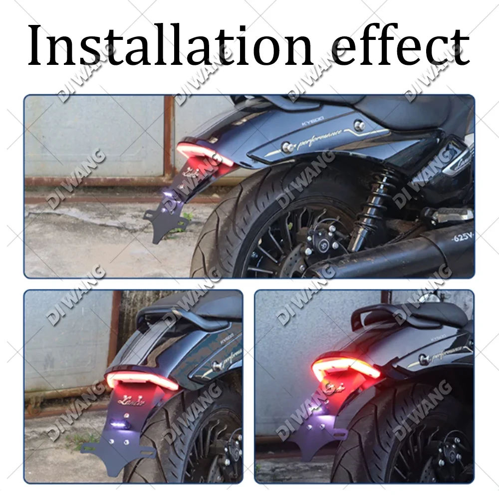 For COLOVE KOVE 625V KY625 Motorcycle Rear License Plate Bracket With Integrated LED Tail Light Assembly Modified Accessories