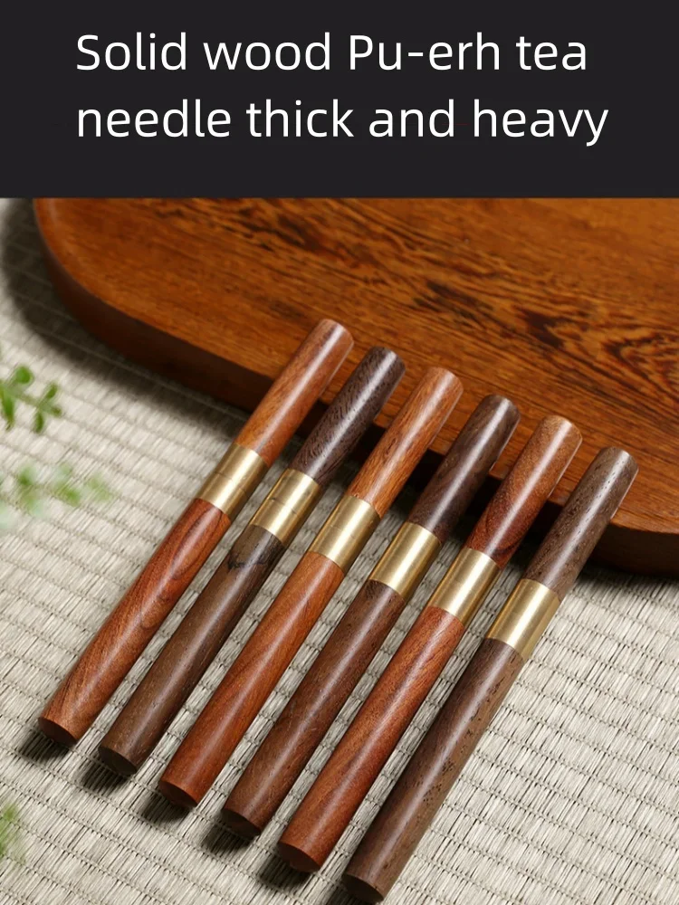 Edelstahl Tee Nadel Solide Sandelholz Ebenholz Holz Griff Mantel Langlebig Pu'er Tee Lösen Messer Tee-Set Zubehör – Detail 2