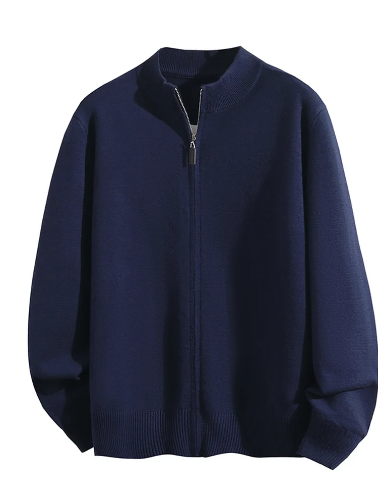 

Soft Skin-Friendly Men's Casual Knitted Sweater Zipper Sle Autumn Winter Season Versatile Long Sve Stand Collar Knitwear