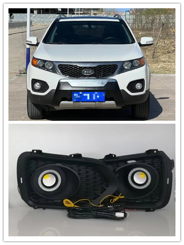 LED Angel Eye Fog Light Assembly Kit For Kia Sorento 2009 2010 2011 2012  Dual Color Angel Eye Daytime Running Lights Lamp DRL Daylight Driving Accessories Kits view 8