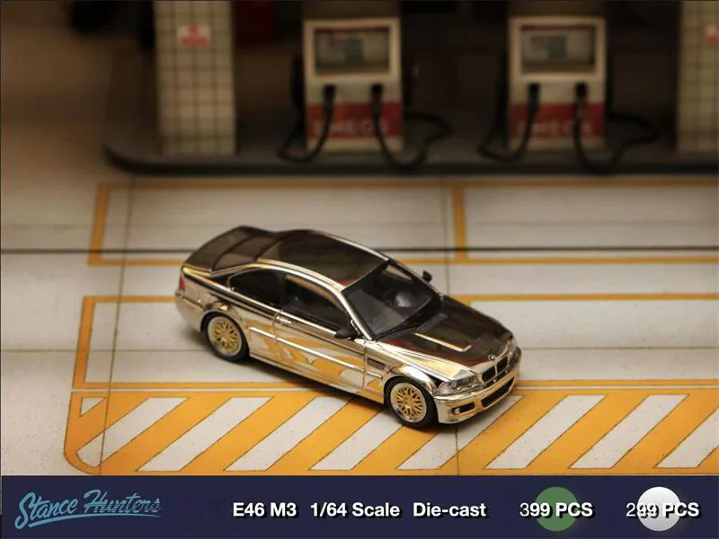 Stance Hunters 1:64 M3 Electroplated Silver Green limited299 Diecast Model Car