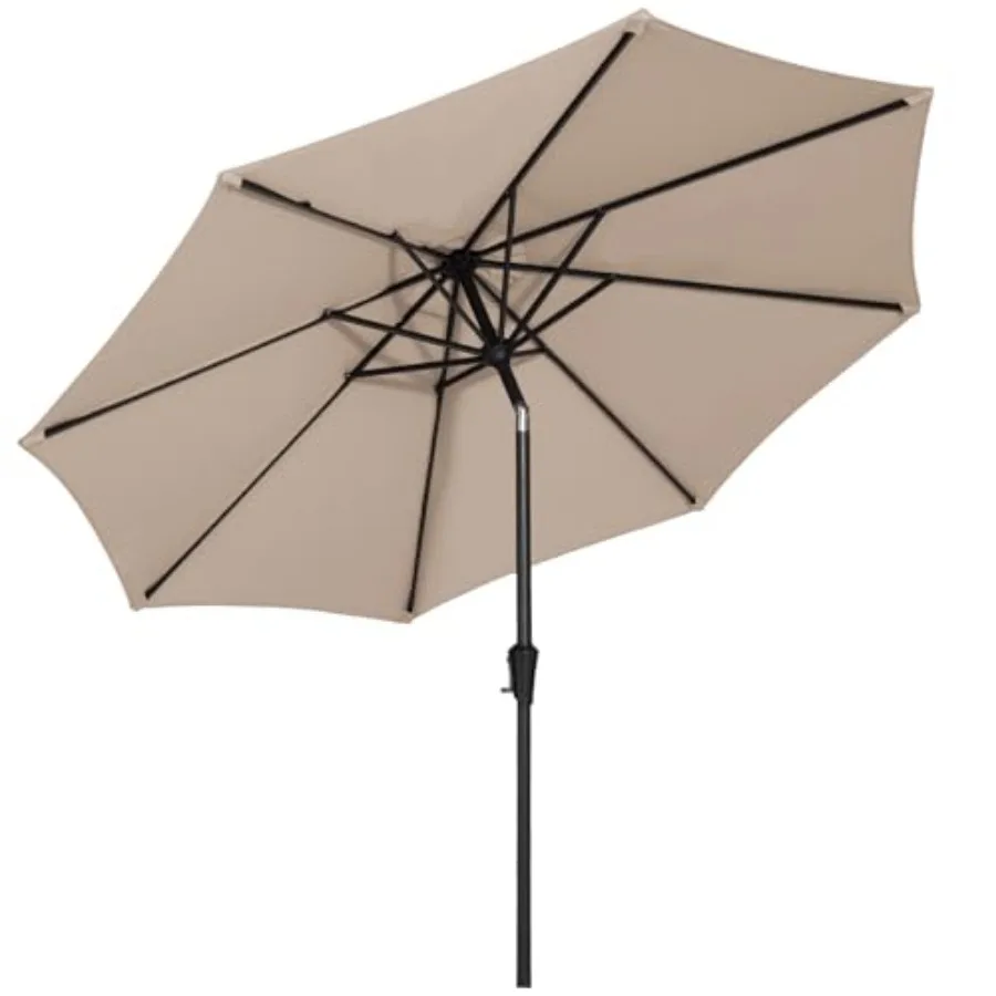 

9Feet Patio Umbrella Outdoor Table Umbrellas with Push Button Tilt and Crank, Market Umbrella 8 Sturdy Ribs for Deck, Garden, P