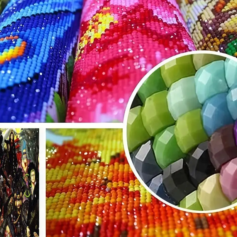 1PC 5D Full Drill Diamond Painting Kit, Set Kerajinan DIY Seni Karakter Anime One Piece, Bajak Laut Topi Jerami Luffy Zoro Sanji Robin C