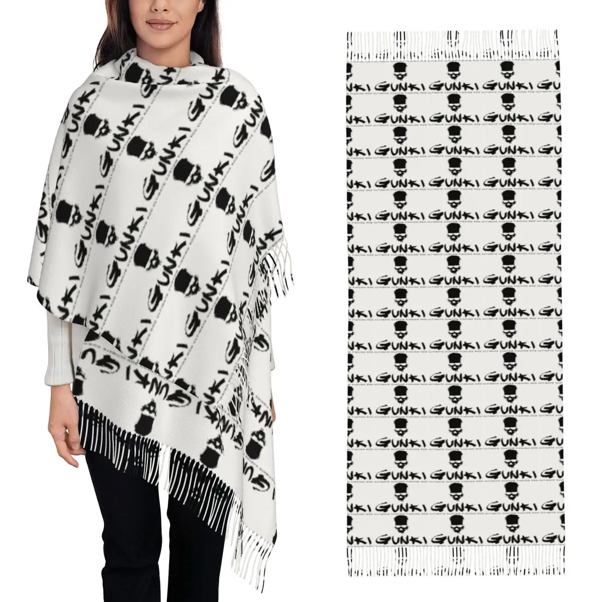 Gunki Fishing Scarf Tassel Scarves Women Soft Warm Shawls and Wraps Large Fall Winter Shawl Wrap