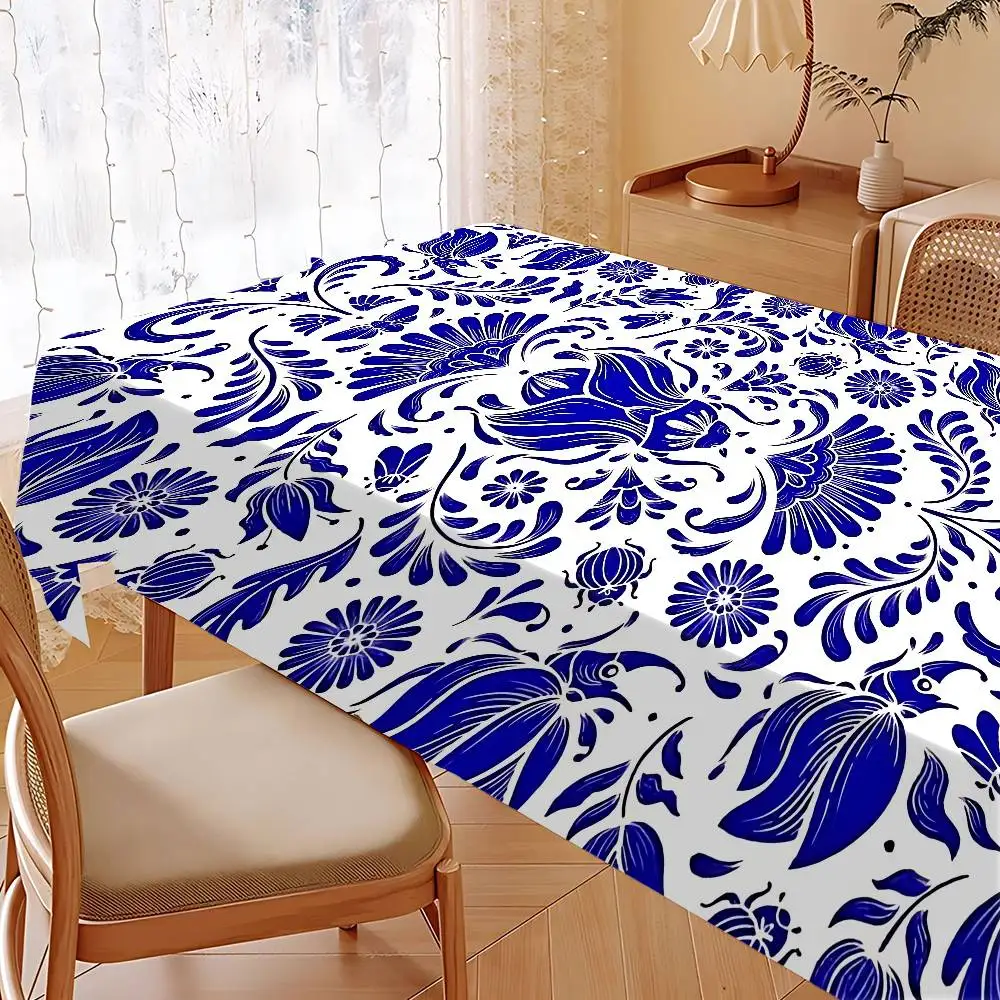 MexicanFloral Birds Tischdecke, wasserdicht, ölbeständig, schmutzabweisend, abwischbar, rechteckiger Tisch