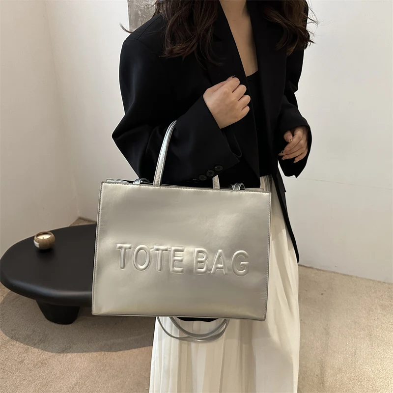 Women's Tote Bags New Leather Solid Color Symatic Bag Simple Outdoor Leisure Large Capacity Shoulder Bag