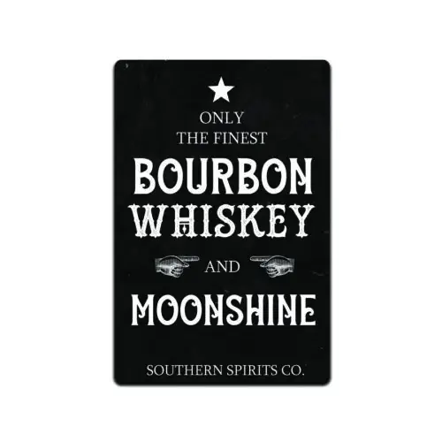 Metal Tin Signs Man Cave Decor 12x8 in. - Bourbon Whiskey Moonshine