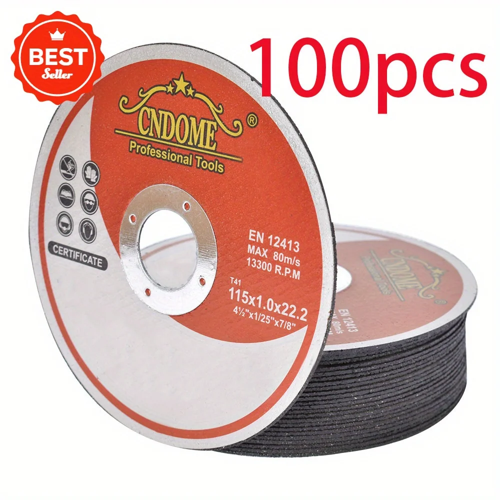 100개 4.5"×.040"×7/8" 컷오프 휠 금속 및 스테인레스 스틸 커팅 디스크 미국