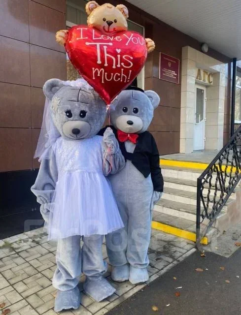 White Dress Teddy Bear Mascot Costume Birthday Wedding Bear Black Suit Halloween Rave Party Event Adults Cosplay Anime Fursuit