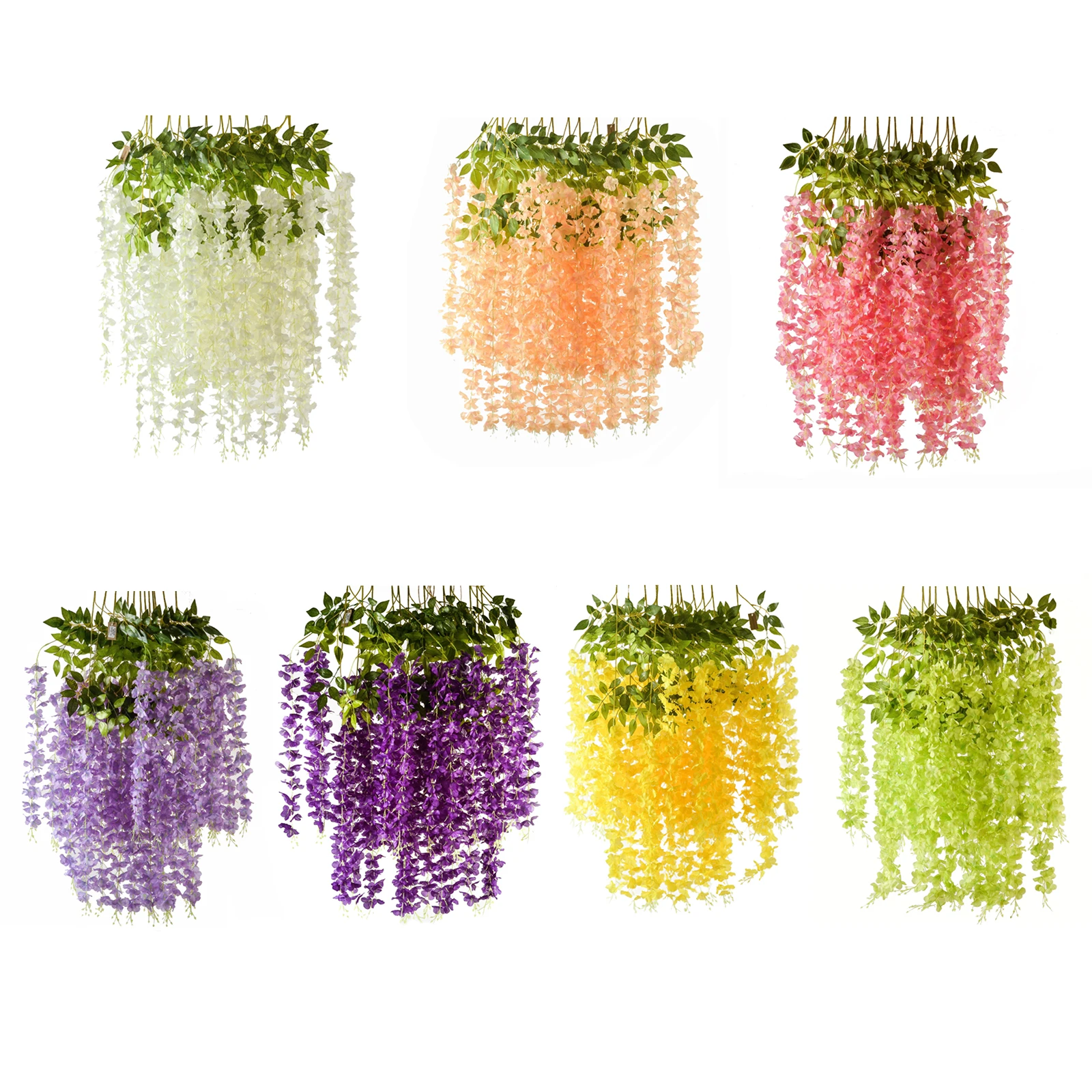 

Artificial Silk Flower Fake Flowers Wisteria Garland Green Leaf Rattan 12 Pcs Props Wall Hanging Home Décor Simulation Ivy Vine