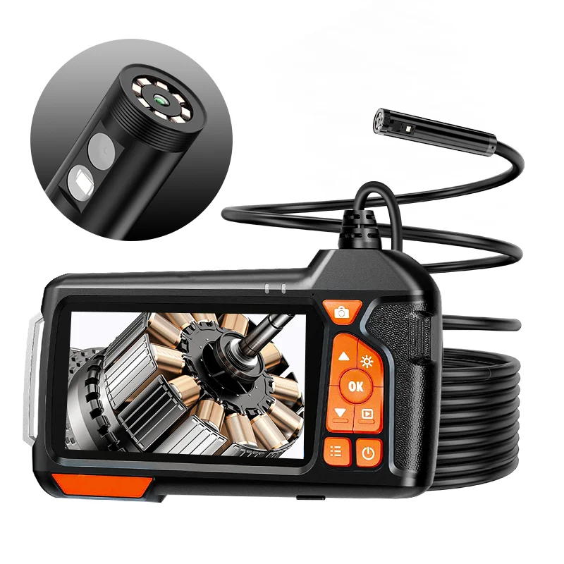 8 mm Dual-Objektiv, 4,3-Zoll-LCD-Industrie-Endoskopkamera, 1080P HD, flexibles, wasserdichtes