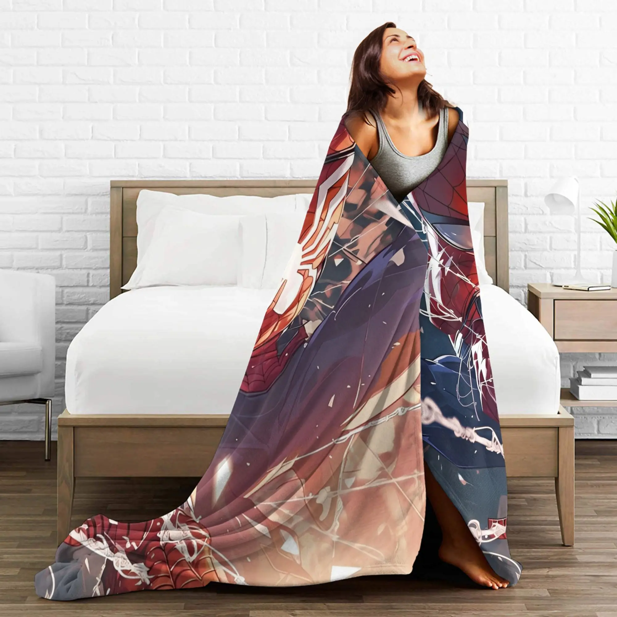 بطانية سبايدر مان سوبر هيرو الهزلية متعددة المقاسات دافئة ومريحة منفوشة للأريكة والسرير #6