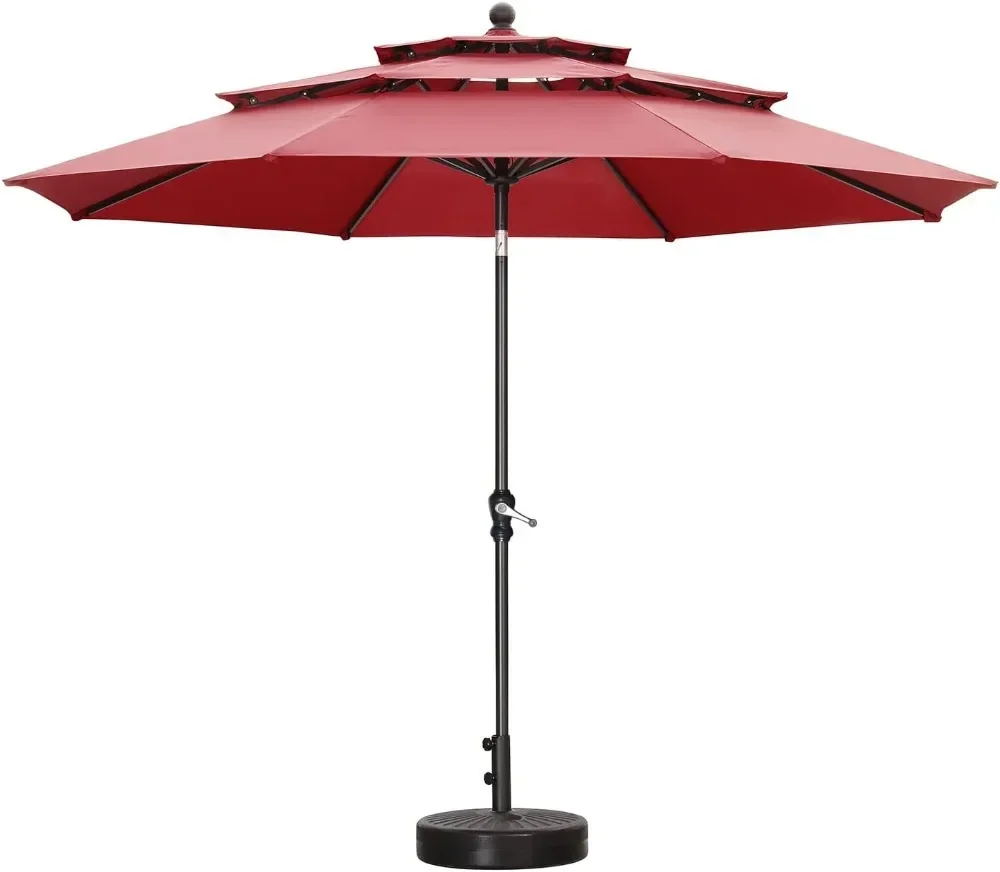 

10FT 3 Tiers Patio Umbrella Outdoor Umbrella with 8 Ribs for Yard, Pool, Beach, No Base Included