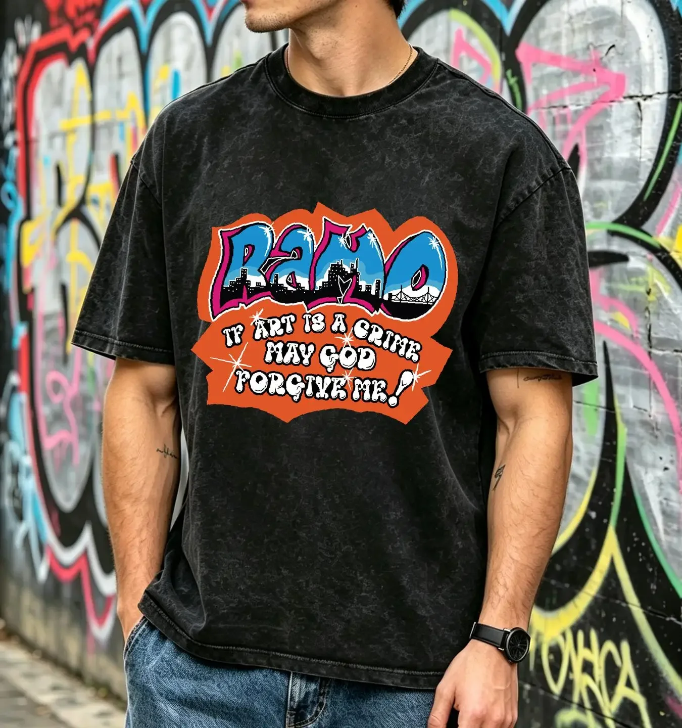 washed T Shirt Ramo Kids Beat Street Break Dance B Boy Old School Hip Hop vintage Washed Soft Stylish Unisex streetwear
